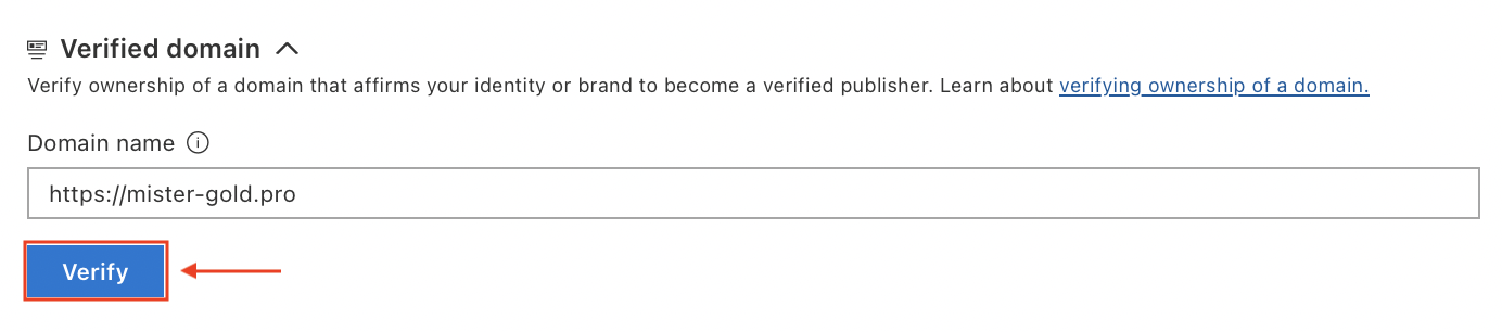 Saved domain to verify